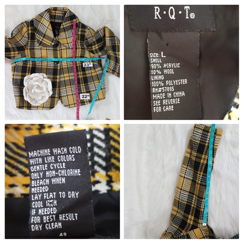 Yellow Plaid Women's Blazer - Picture 4 of 8